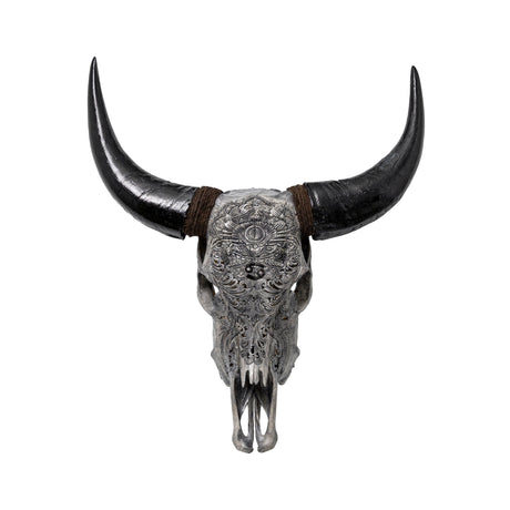 Hand Carved Cow Skull - Gray Cancer