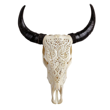 Hand Carved Cow Skull - White Titan