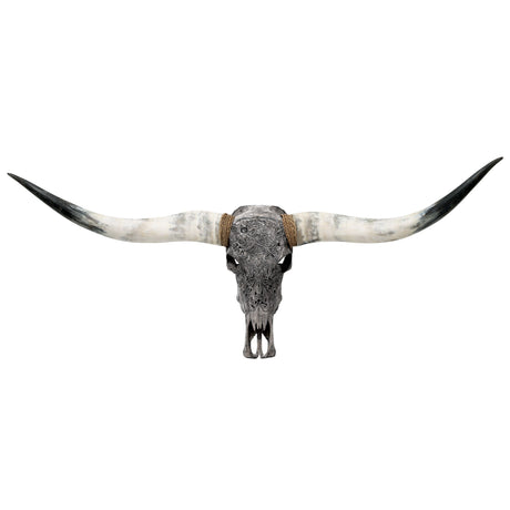 Hand Carved Longhorn Skull - Gray Taurus