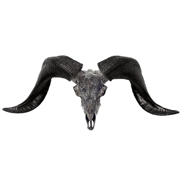 Hand Carved Ram Skull - Gray Libra – Skull Bliss