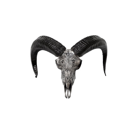 Hand Carved Ram Skull - Gray Aries