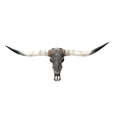Hand Carved Longhorn Skull - Gray Pisces