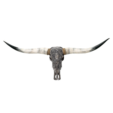 Hand Carved Longhorn Skull - Gray Virgo