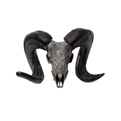 Hand Carved Ram Skull - Gray Taurus