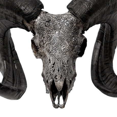 Hand Carved Ram Skull - Gray Taurus