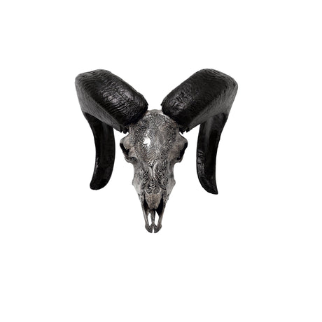 Hand Carved Ram Skull - Gray Gemini