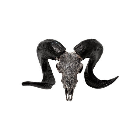 Hand Carved Ram Skull - Gray Pisces