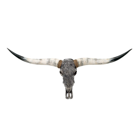 Hand Carved Longhorn Skull - Gray Scorpio
