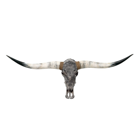 Hand Carved Longhorn Skull - Gray Cancer