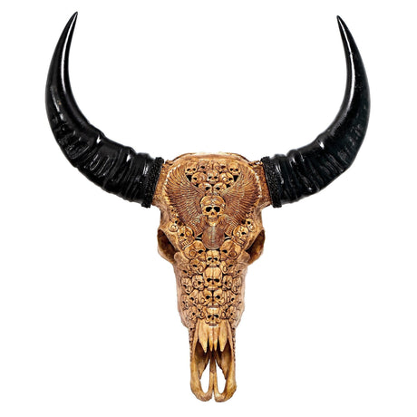 Hand Carved Buffalo Skull - Antique From Hell