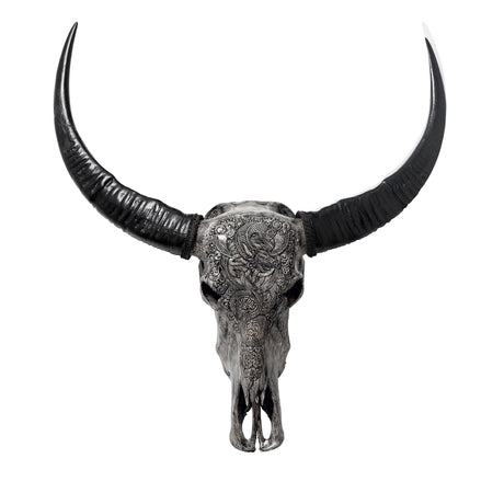 Hand Carved Buffalo Skull - Gray Jormungandr