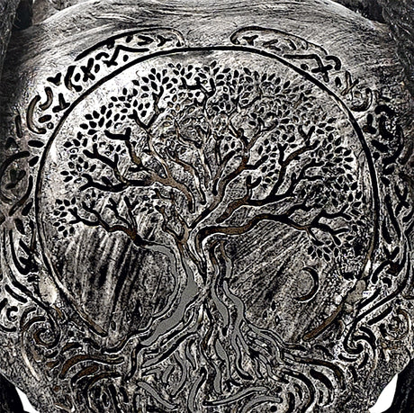 Hand Carved Buffalo Skull - Gray Yggdrasil