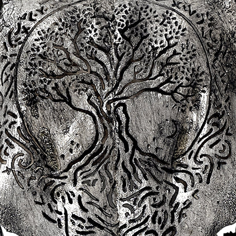 Hand Carved Cow Skull - Gray Yggdrasil