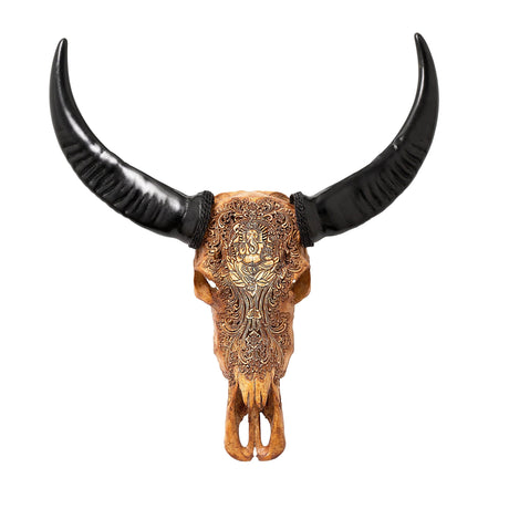 Hand Carved Buffalo Skull - Antique Ganesha
