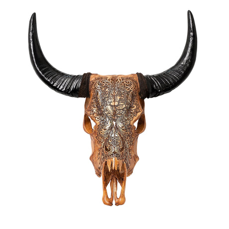 Hand Carved Cow Skull - Antique Ganesha
