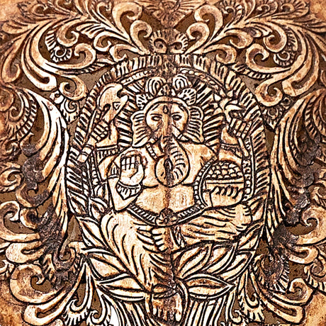 Hand Carved Cow Skull - Antique Ganesha
