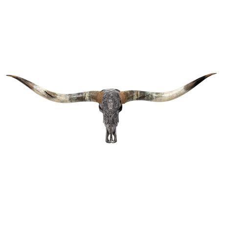Hand Carved Longhorn Skull // XL Horns - Gray Virgo