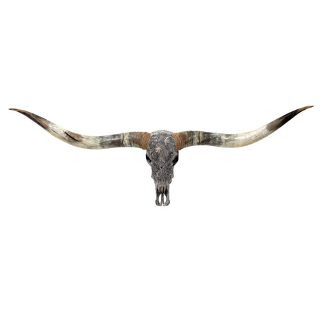 Hand Carved Longhorn Skull // XL Horns - Gray Gemini