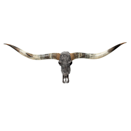 Hand Carved Longhorn Skull // XL Horns - Gray Libra