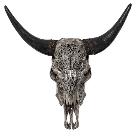 Hand Carved Cow Skull - Gray Titan