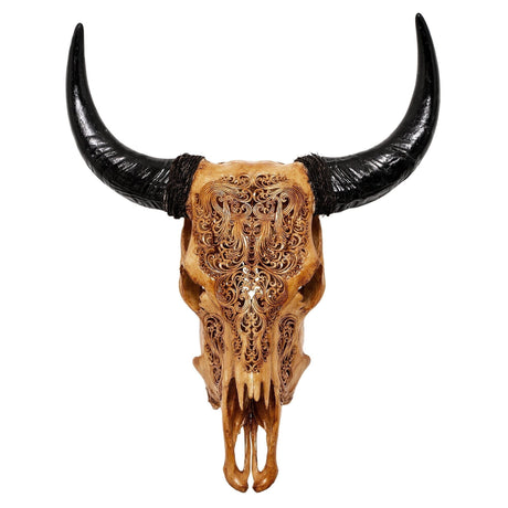 Hand Carved Cow Skull - Antique Titan