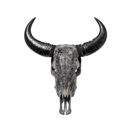 Hand Carved Cow Skull - Gray Gemini