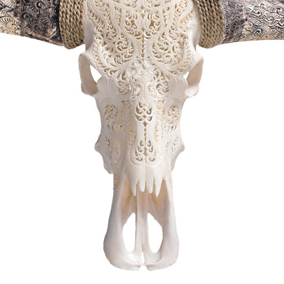 Hand Carved Longhorn Skull - White Titan – Skull Bliss