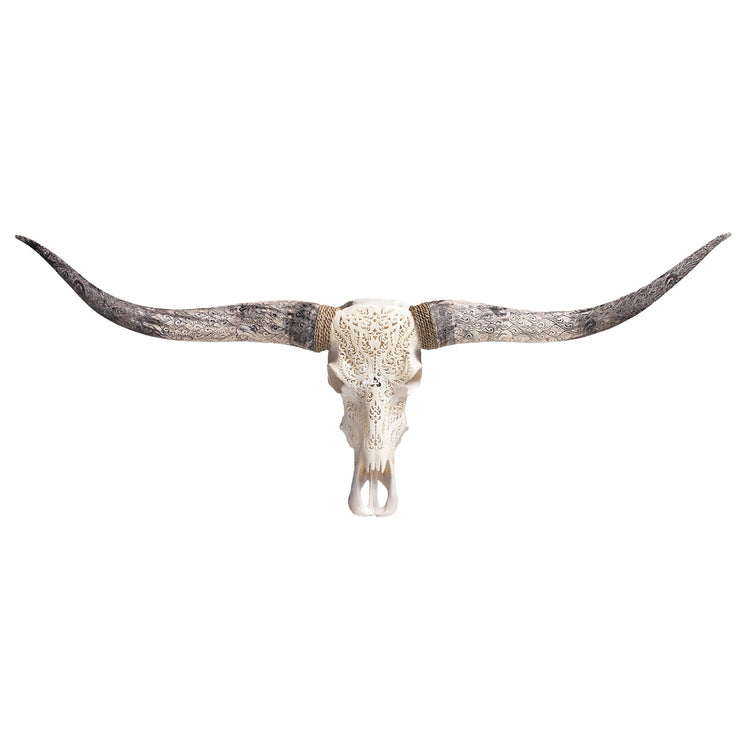 Hand Carved Longhorn Skull - White Titan – Skull Bliss