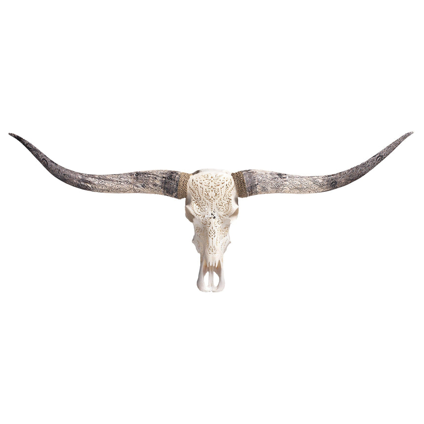 Hand Carved Longhorn Skull - White Titan – Skull Bliss