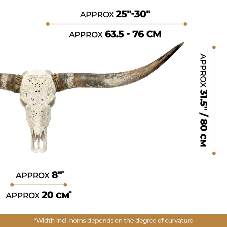 Hand Carved Longhorn Skull - White From Hell – Skull Bliss