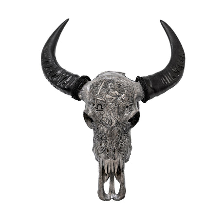 Hand Carved Buffalo Skull - Gray Libra