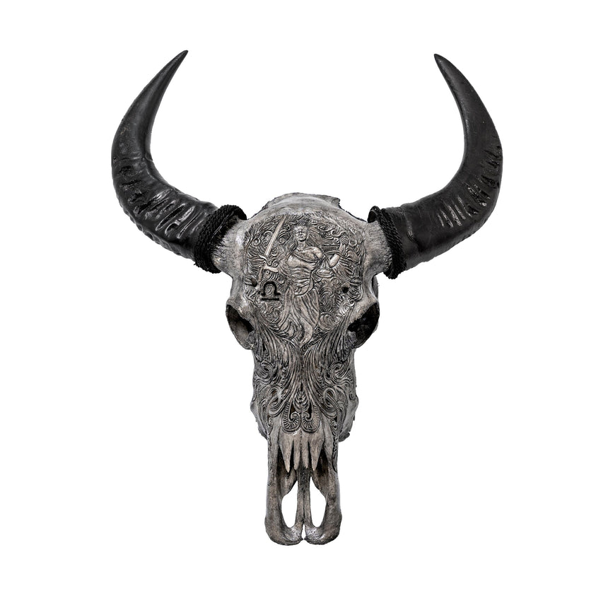 Hand Carved Buffalo Skull - Gray Libra – Skull Bliss