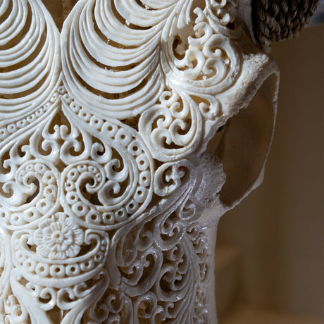 Hand Carved Longhorn Skull // XL Horns - White Boho