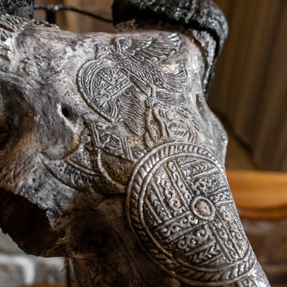 Hand Carved Ram Skull - Gray Norseman – Skull Bliss