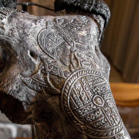 Hand Carved Ram Skull - Gray Norseman