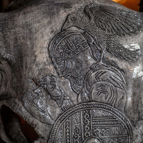 Hand Carved Longhorn Skull // XL Horns - Gray Norseman