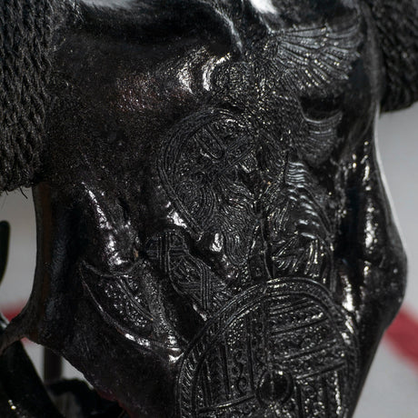 Hand Carved Cow Skull - Black Norseman