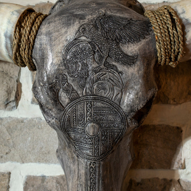 Hand Carved Longhorn Skull // XL Horns - Gray Norseman – Skull Bliss