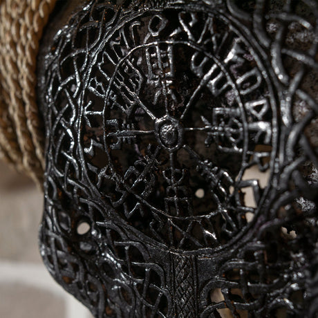 Hand Carved Longhorn Skull // XL Horns - Black Vegvísir