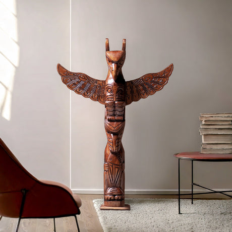 Hand Carved Totem Pole - Lunar
