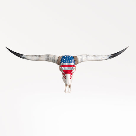 Hand Painted Longhorn Skull  - Stars & Stripes