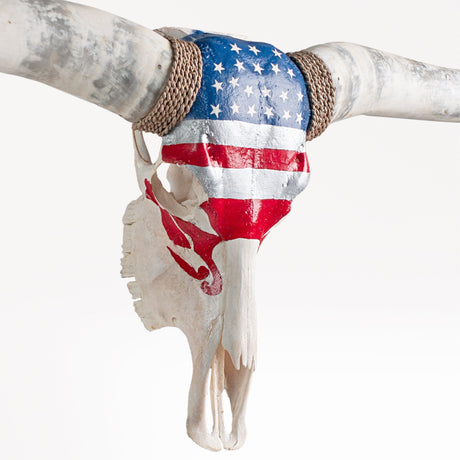 Hand Painted Longhorn Skull  - Stars & Stripes