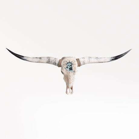 Hand Carved Longhorn Skull  - Liberty