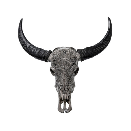 Hand Carved Buffalo Skull - Gray Pisces