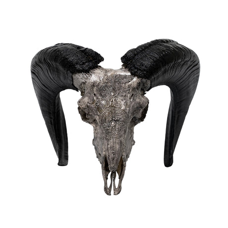 Hand Carved Ram Skull - Gray Norseman