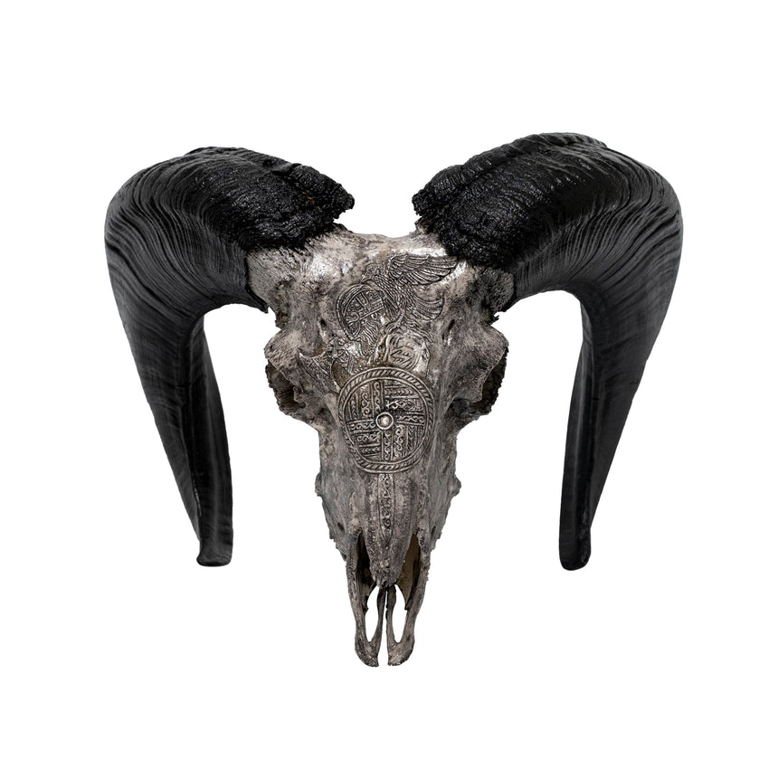 Hand Carved Ram Skull - Gray Norseman – Skull Bliss