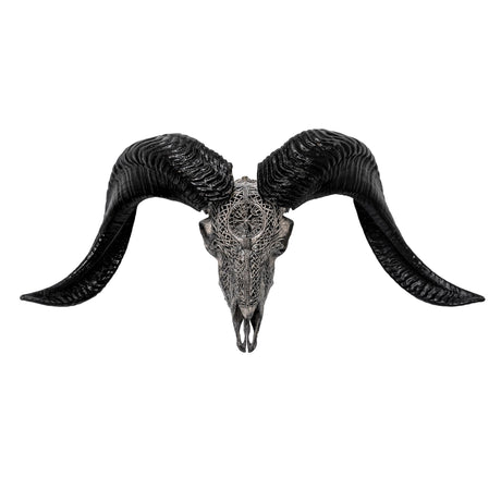 Hand Carved Ram Skull - Gray Vegvísir