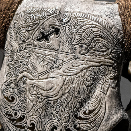 Hand Carved Cow Skull - Gray Sagittarius