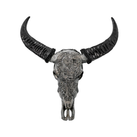 Hand Carved Buffalo Skull - Gray Scorpio