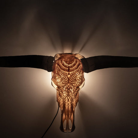 Longhorn Skulls - Metal Mount + Lamp